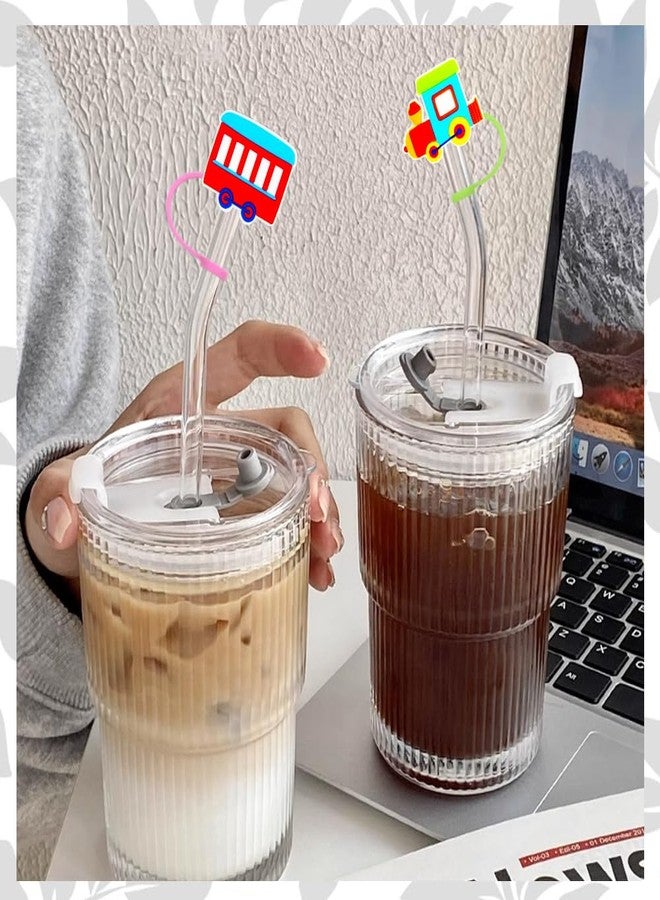 Meaxur 12pcs Train Themed Reusable Food Grade Silicone Straw Sleeve Caps, Suitable for Party Favor Bags, Birthday Party, Friends Gathering Train Party Favor,Dustproof Soft Straw Covers for 7-8mm Straws - Image 4